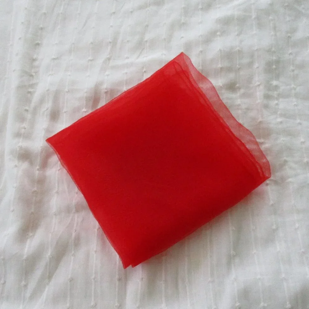 1950s red chiffon scarf - Picture 3 of 3